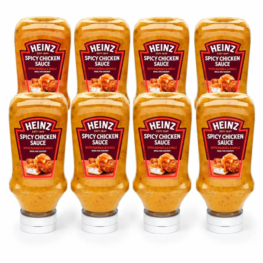8 Heinz Spicy Chicken Sauce 220Gr Salsa Piccante Paprika Chili Top Down Bott.
