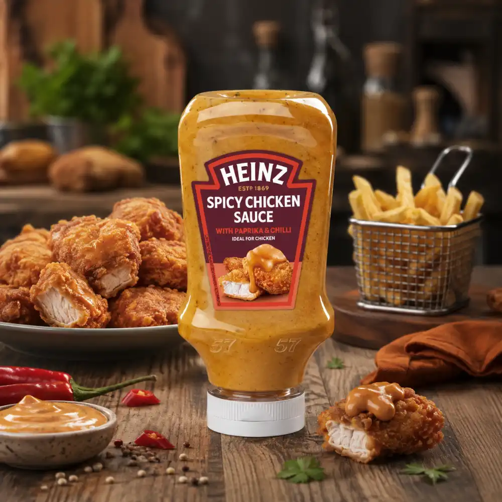 8 Heinz Spicy Chicken Sauce 220Gr Salsa Piccante Paprika Chili Top Down Bott.