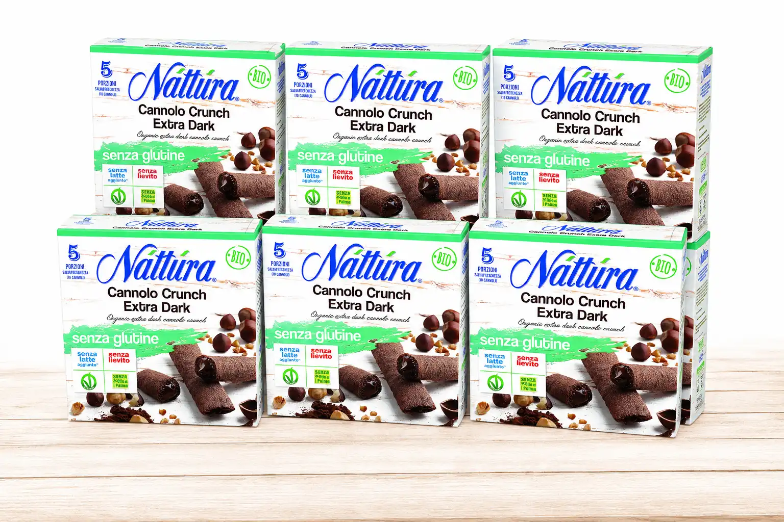 9 Pezzi Nattura Cannolo Extra Dark 25Gr x5 Senza Glutine Bio Snack al Cioccolato