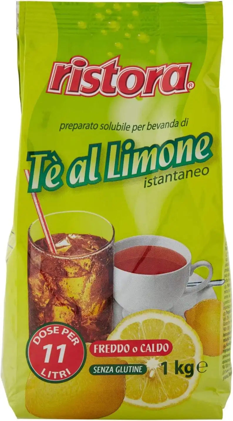 Ristora Tè al Limone 1Kg Preparato Solubile Zuccherato Istantaneo Freddo o Caldo