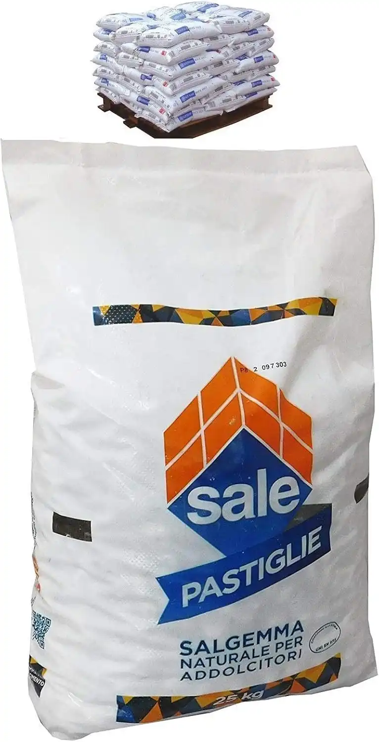 40 Sacchi Sale Pastiglie 25Kg Salgemma Addolcitore Acqua Bancale 1000Kg Italiano