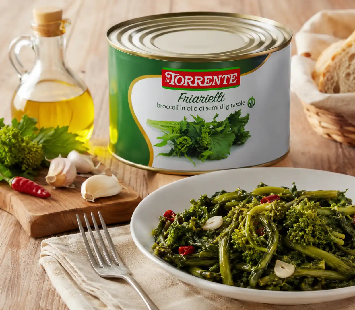 La Torrente Friarielli in Olio di Girasole 1,4Kg Broccoli Italiani Contorno Vaso