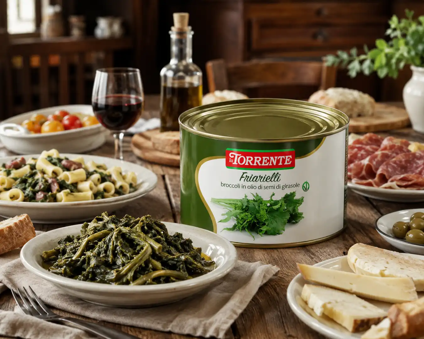 La Torrente Friarielli in Olio di Girasole 1,4Kg Broccoli Italiani Contorno Vaso