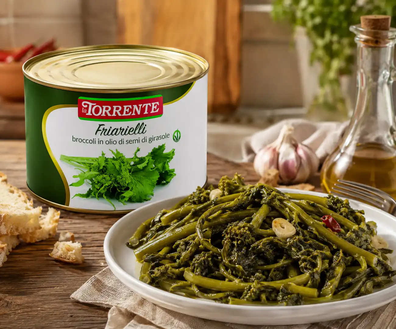 La Torrente Friarielli in Olio di Girasole 1,4Kg Broccoli Italiani Contorno Vaso