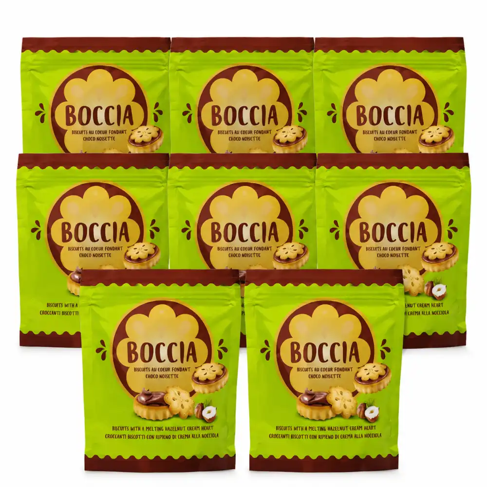 8 Pezzi Boccia Biscotti Ripieni Crema Nocciola 172Gr Snack Dolci Golosi Biscotto