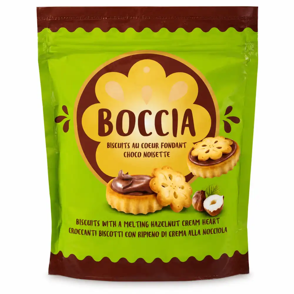 8 Pezzi Boccia Biscotti Ripieni Crema Nocciola 172Gr Snack Dolci Golosi Biscotto