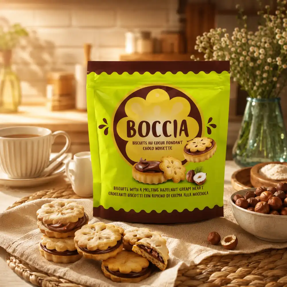 8 Pezzi Boccia Biscotti Ripieni Crema Nocciola 172Gr Snack Dolci Golosi Biscotto