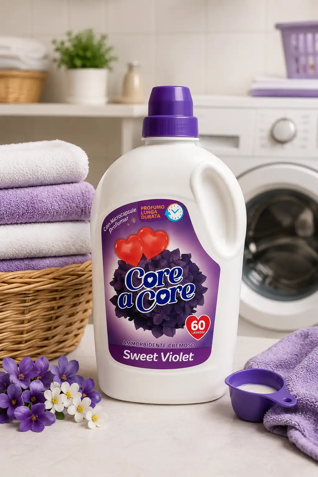 6 Pezzi Core A Core Ammorbidente 3Lt Sweet Violet 60 Lavaggi Profumo Duraturo XL