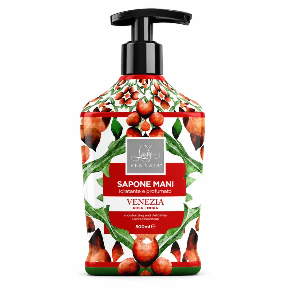 12 Lady Venezia Sapone Mani 500Ml Rosa E Mora Idratante Profumato Con Dosatore