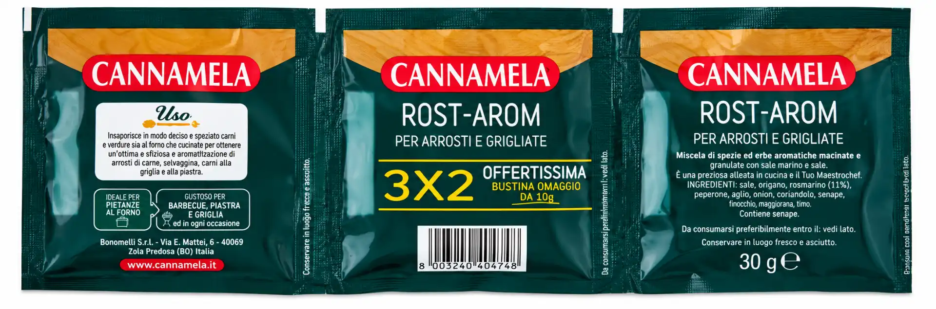 25 Pezzi Cannamela Rost-Arom 3x10g Insaporitore Arrosti Grigliate Carne Spezie
