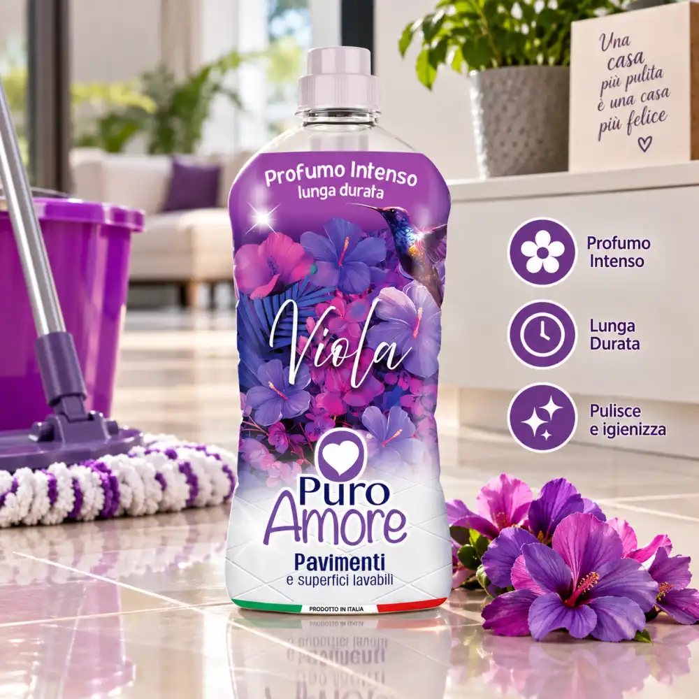 6 Pezzi Puro Amore Pavimenti Viola 1L Detergente Superfici Lavabili Profumato 6L