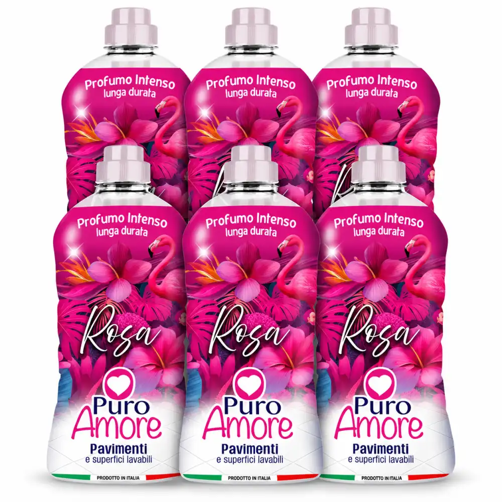 6 Pezzi Puro Amore Pavimenti Rosa 1L Detergente Superfici Lavabili Profumato 6L