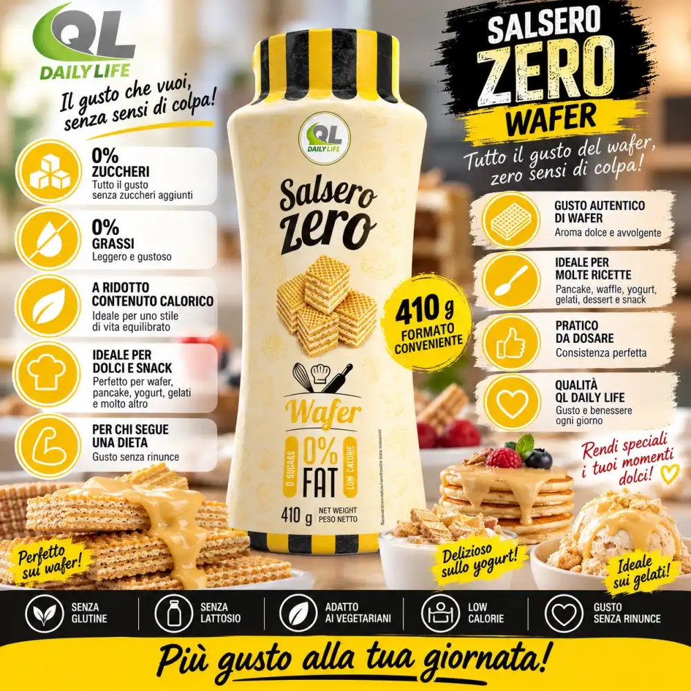 Daily Life Salsero Zero Wafer 410g Crema Dolce 0% Grassi Senza Zuccheri Topping