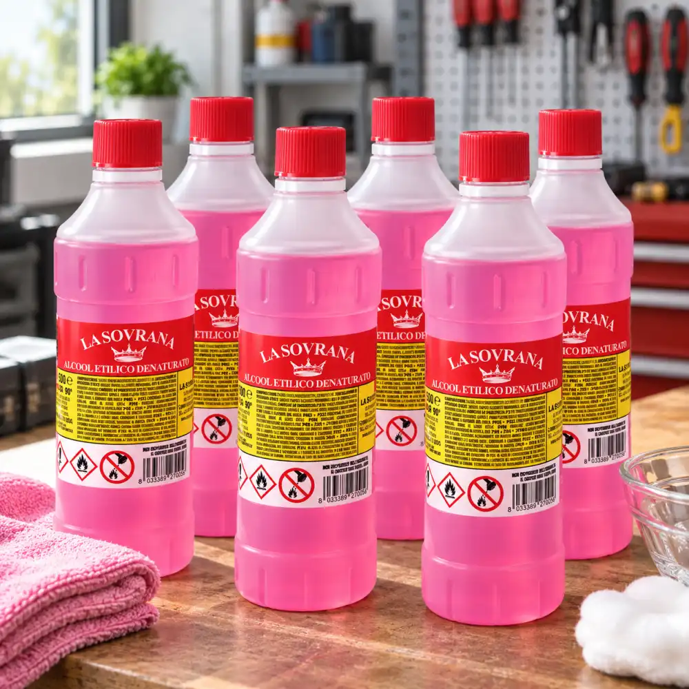 6 Pezzi La Sovrana Alcool Etilico Denaturato 500ml 90° Pulizia Casa Igiene