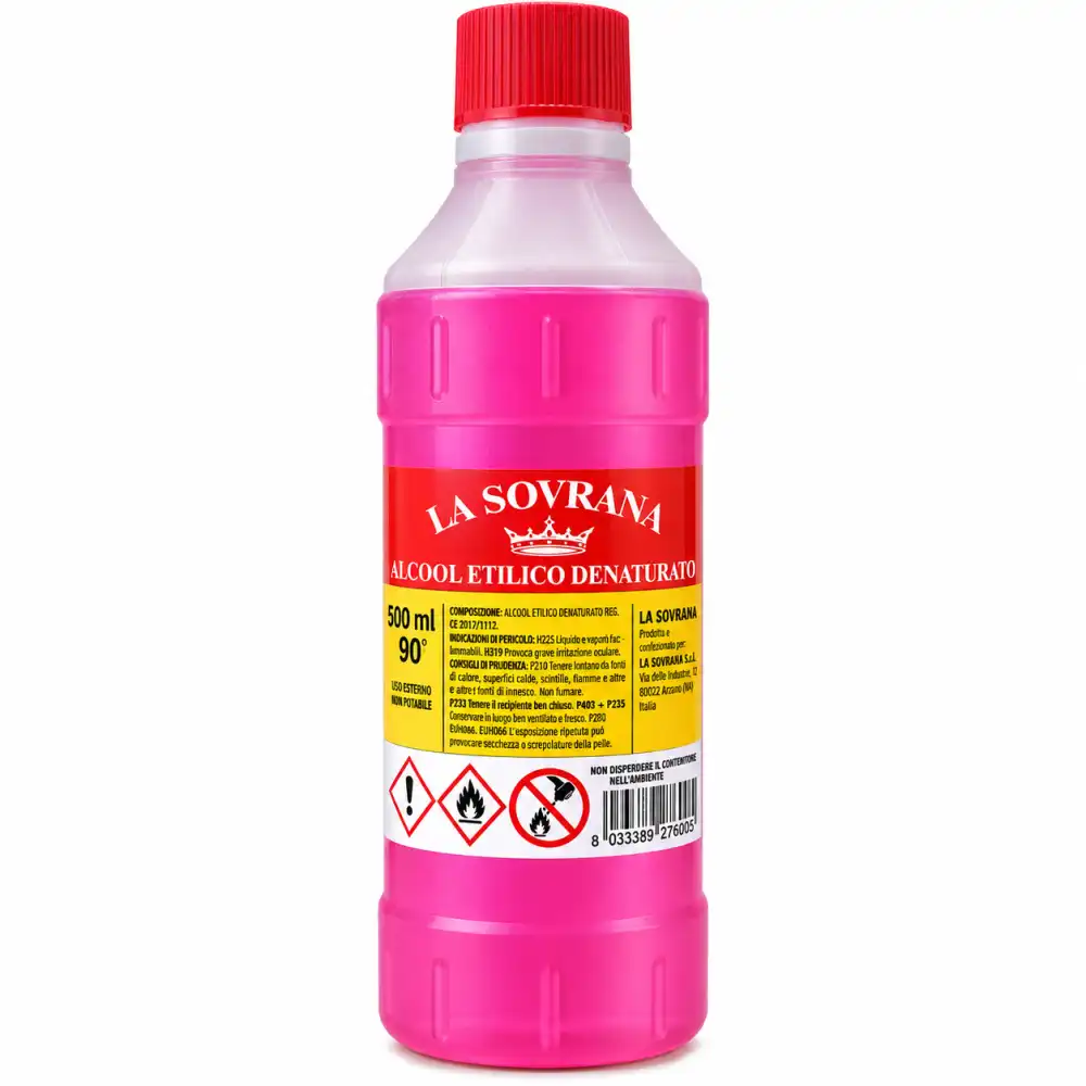 6 Pezzi La Sovrana Alcool Etilico Denaturato 500ml 90° Pulizia Casa Igiene