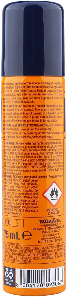 12 Pezzi Elidor Lacca Sculptural 75ml Fissaggio Forte Capelli Protezione UV Mini