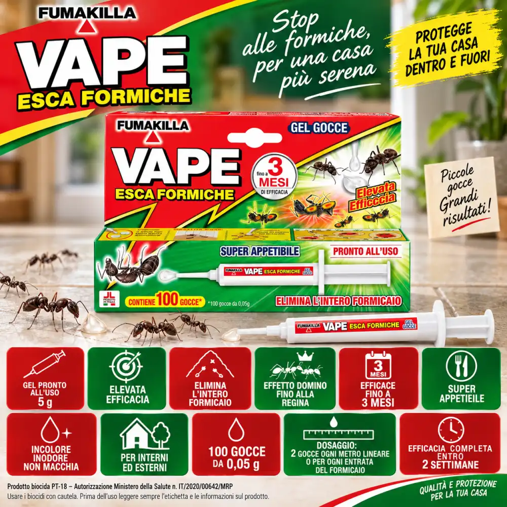 3 PEZZI Vape Esca Formiche Gel Gocce 5g Insetticida Interni Esterni Formicaio PT