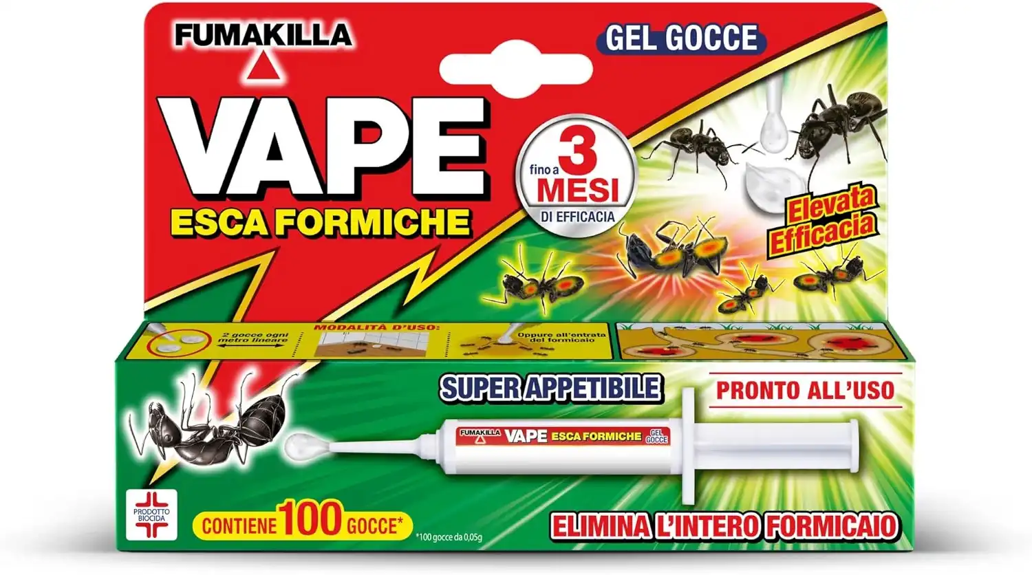 3 PEZZI Vape Esca Formiche Gel Gocce 5g Insetticida Interni Esterni Formicaio PT