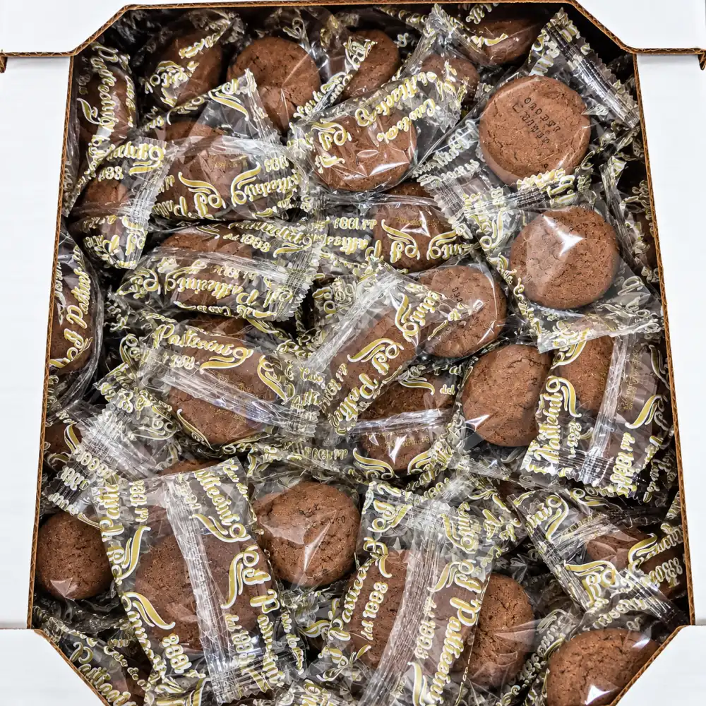 1 Kg Cuore di Cacao Monoporzione Biscotti Ripieni Cacao Nocciole Incartati Forno