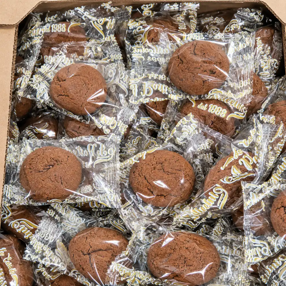1 Kg Cuore di Cacao Monoporzione Biscotti Ripieni Cacao Nocciole Incartati Forno
