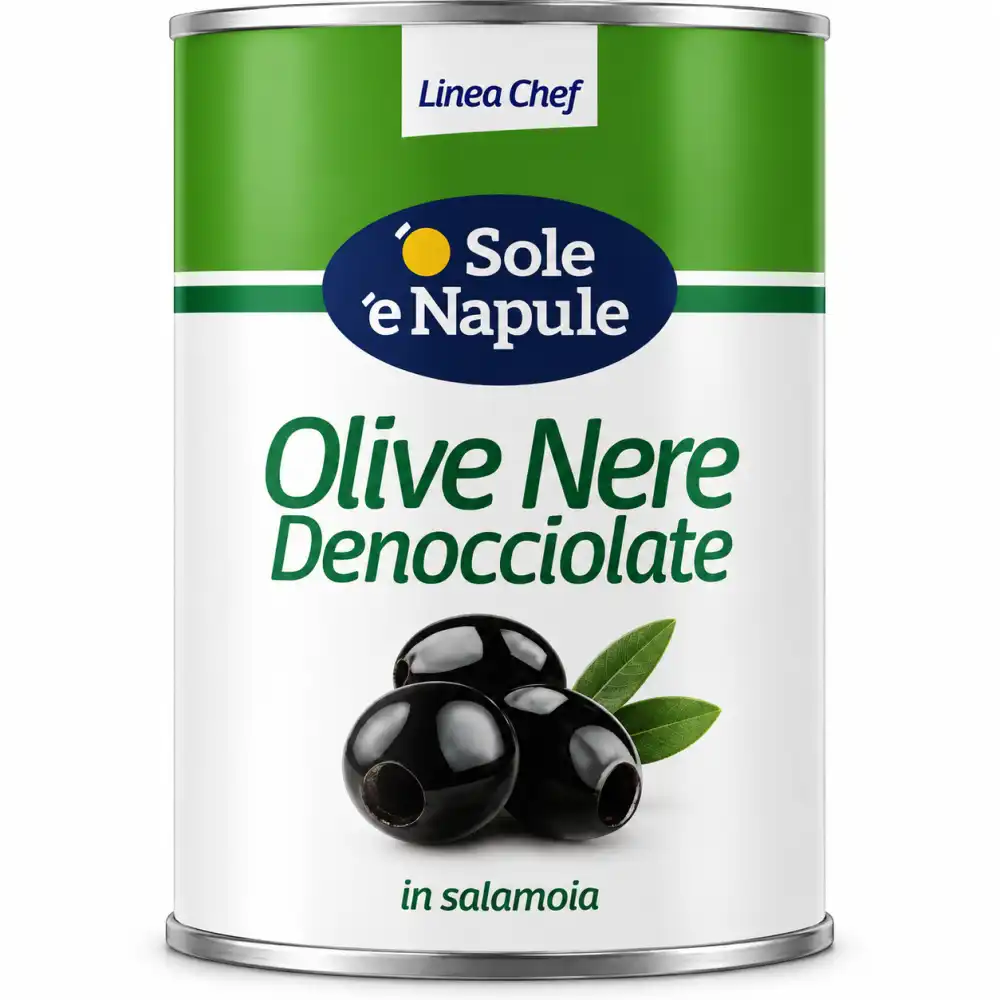 1 Pezzo O Sole e Napule Olive Nere Denocciolate 4,1Kg Salamoia Linea Chef Maxi!!