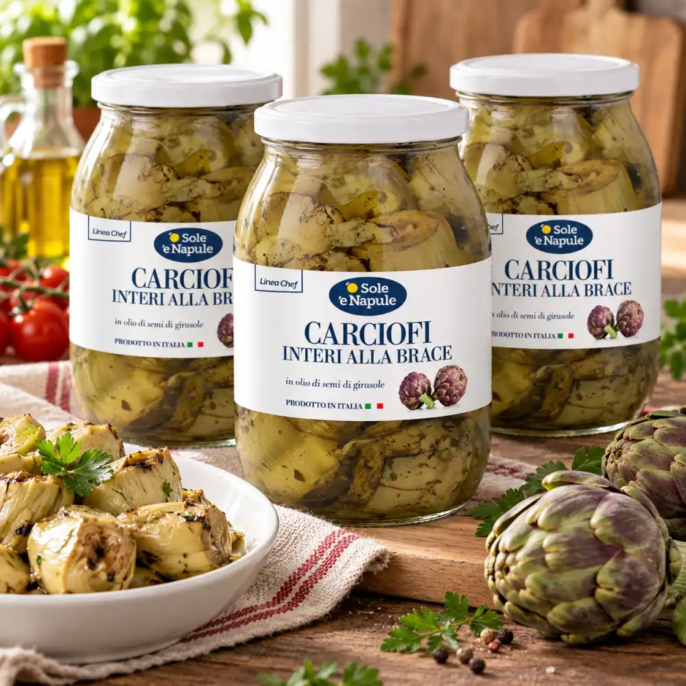 3 Pezzi O Sole e Napule Carciofi Interi Alla Brace 960g In Olio Linea Chef 2,88K