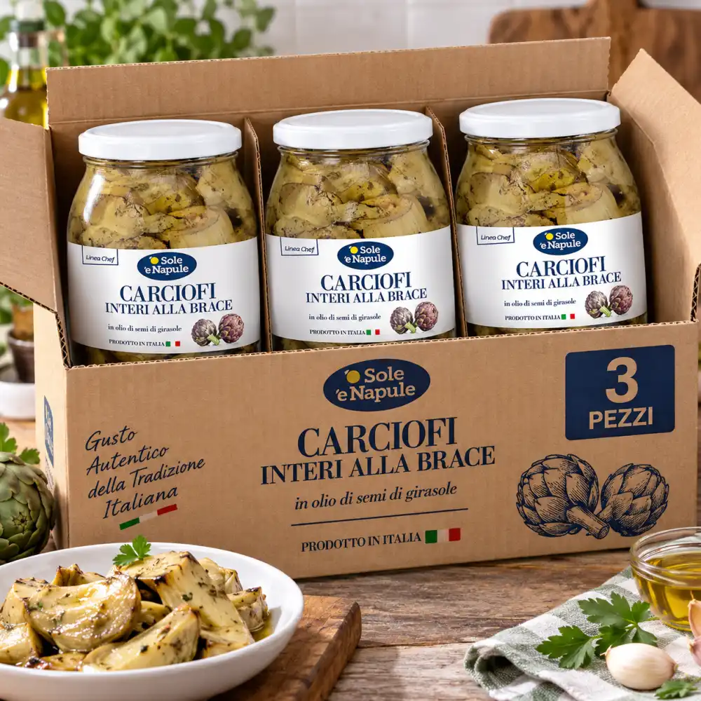 3 Pezzi O Sole e Napule Carciofi Interi Alla Brace 960g In Olio Linea Chef 2,88K