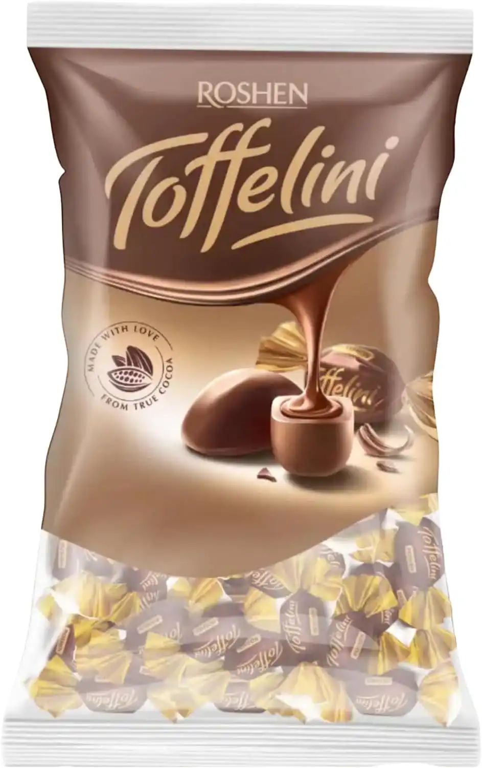Roshen Toffelini 1Kg Caramelle Toffee Cioccolato Fondente Ripieno al Cacao Dolci