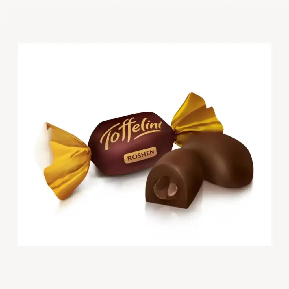 Roshen Toffelini 1Kg Caramelle Toffee Cioccolato Fondente Ripieno al Cacao Dolci