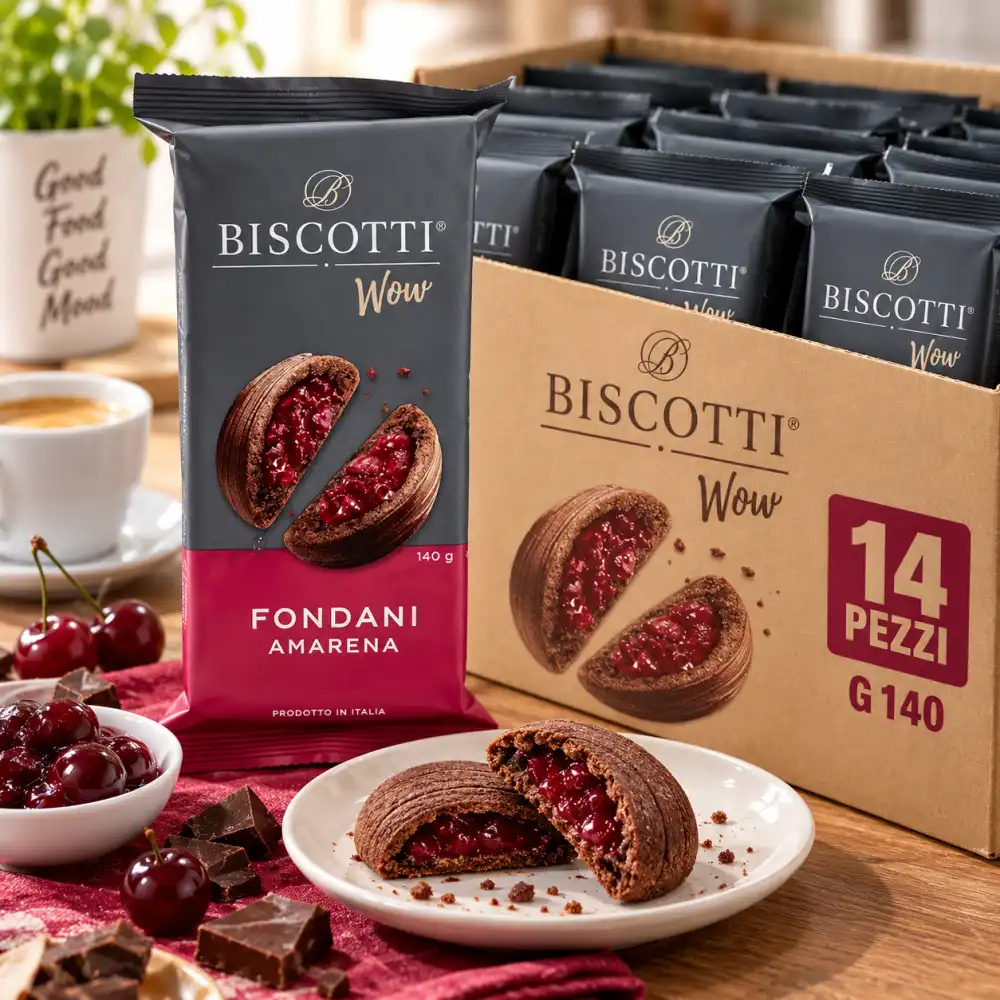 14 Pezzi Biscotti Wow Fondani Amarena Flowpa 140 g Dolci Ripieni Totale 1,96 Kg