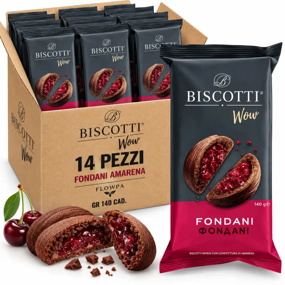 14 Pezzi Biscotti Wow Fondani Amarena Flowpa 140 g Dolci Ripieni Totale 1,96 Kg