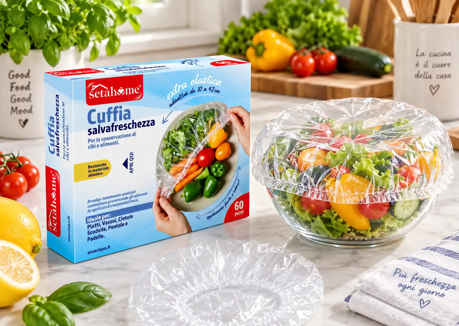 24 Pezzi Setablu Cuffia Copri Alimenti 60Pz Elastica Salvafreschezza 1440 Pezzi!