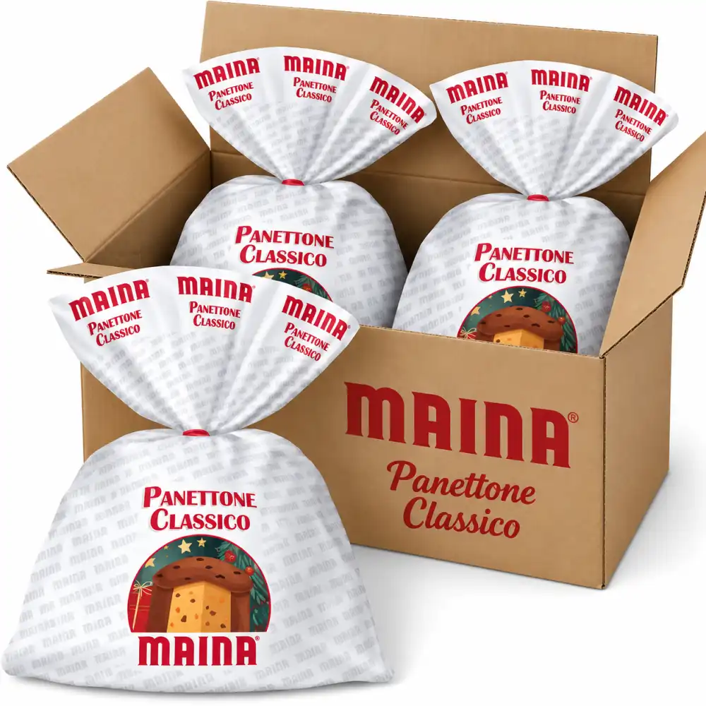 3 Pezzi Maina Panettone Classico 700g Cad Totale 2,1Kg Cellophane Dolce Natalizi