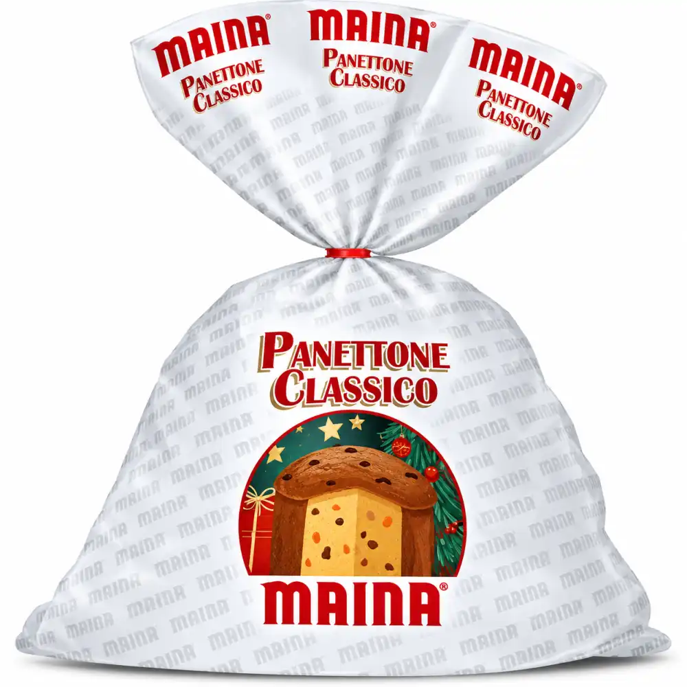 3 Pezzi Maina Panettone Classico 700g Cad Totale 2,1Kg Cellophane Dolce Natalizi