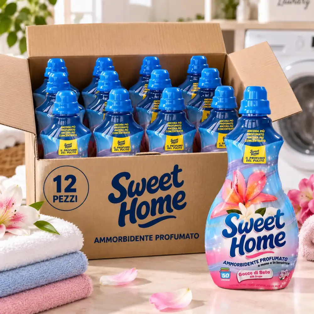 12 Pezzi Sweet Home Ammorbidente Gocce Seta 1,25L 50 Lavaggi Cad Totale 15 Litri