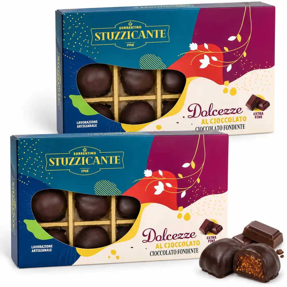 2 Pezzi Fichi Ricoperti Di Cioccolato Fondente 300g Cadauno Dolci Artigianali