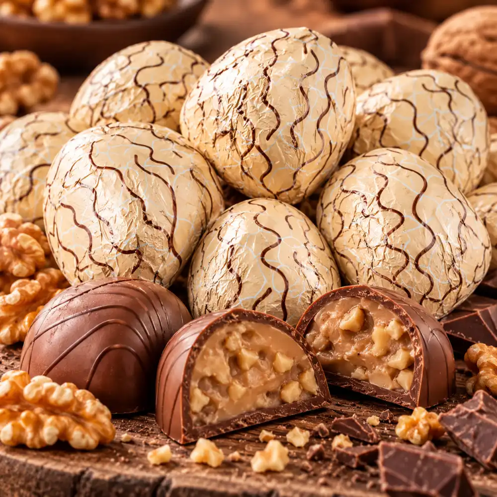 1 Kg Cioccolatini Forma Di Noci Latte Ripieni Crema Gusto Noce Senza Glutine Mix