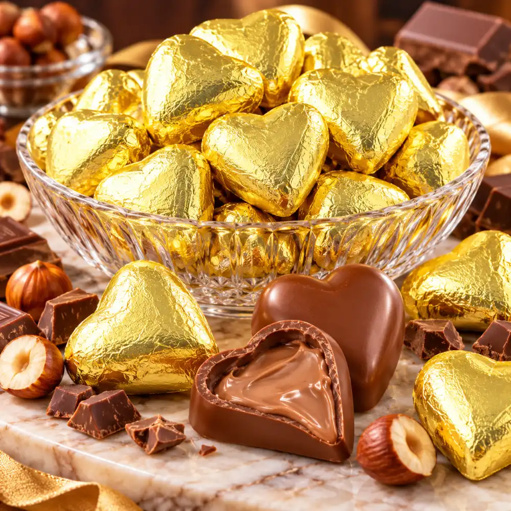 1 Kg Cuori Gialli Gianduia Cioccolatini Fondenti Ripieni La Suissa Senza Glutine