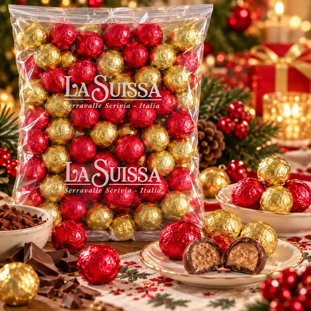 1 Kg Cioccolatini Palle Di Natale La Suissa Sospiri Latte Cacao Praline Natalizi