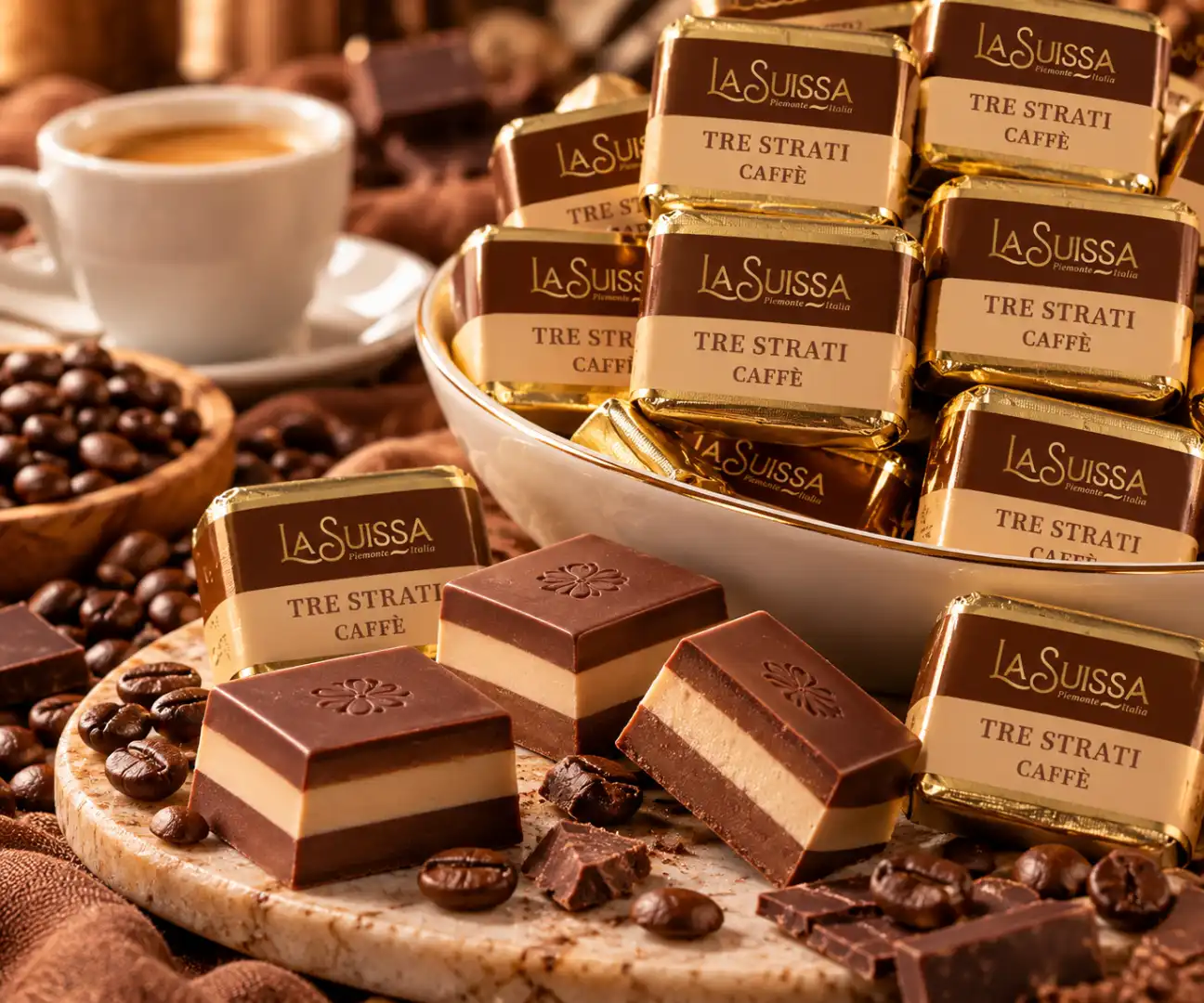1 Kg Cremini Tre Strati Caffe La Suissa Cioccolatini Praline Incartate Sfuse Mix