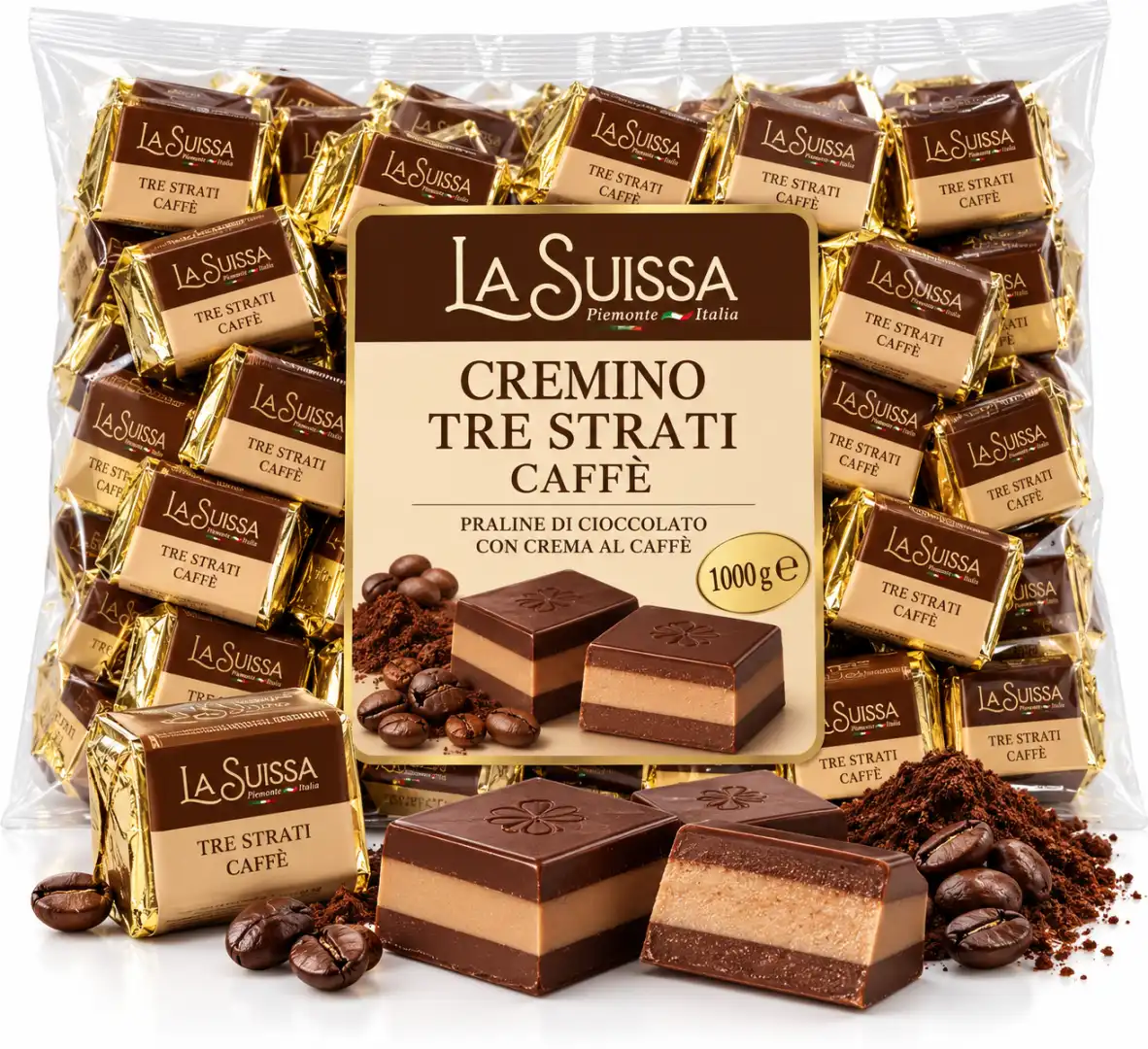 1 Kg Cremini Tre Strati Caffe La Suissa Cioccolatini Praline Incartate Sfuse Mix