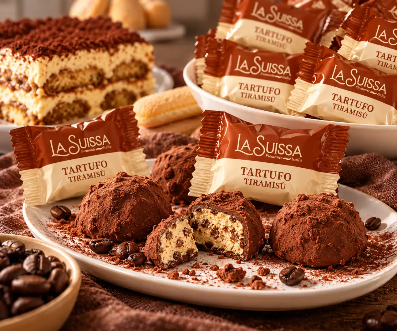 1 Kg Tartufi Tiramisu Cioccolatini Praline Incartate Dolci Sfusi Idea Regalo Box