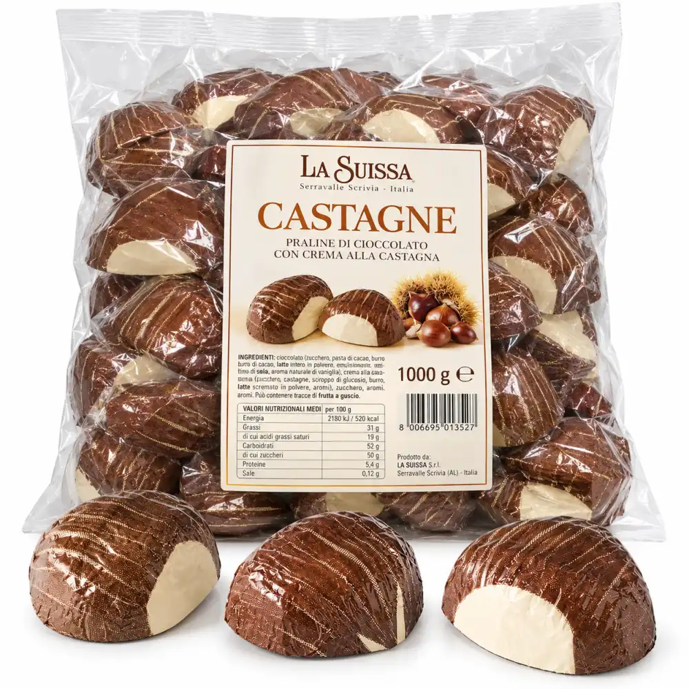 1 Kg Cioccolatini La Suissa Castagne Praline A Forma Di Castagna Dolci Sfusi Mix
