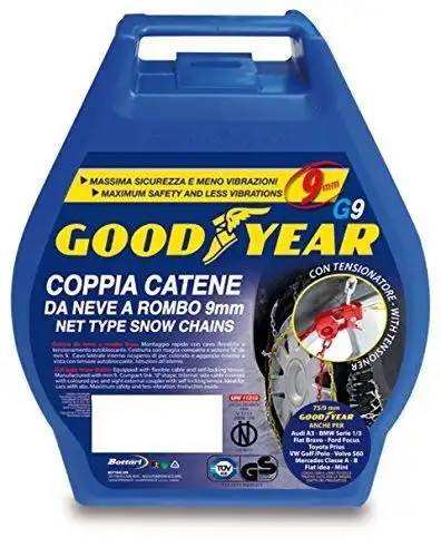 Goodyear Coppia Catene da Neve per Auto da 9mm Tensionatore Autobloccante