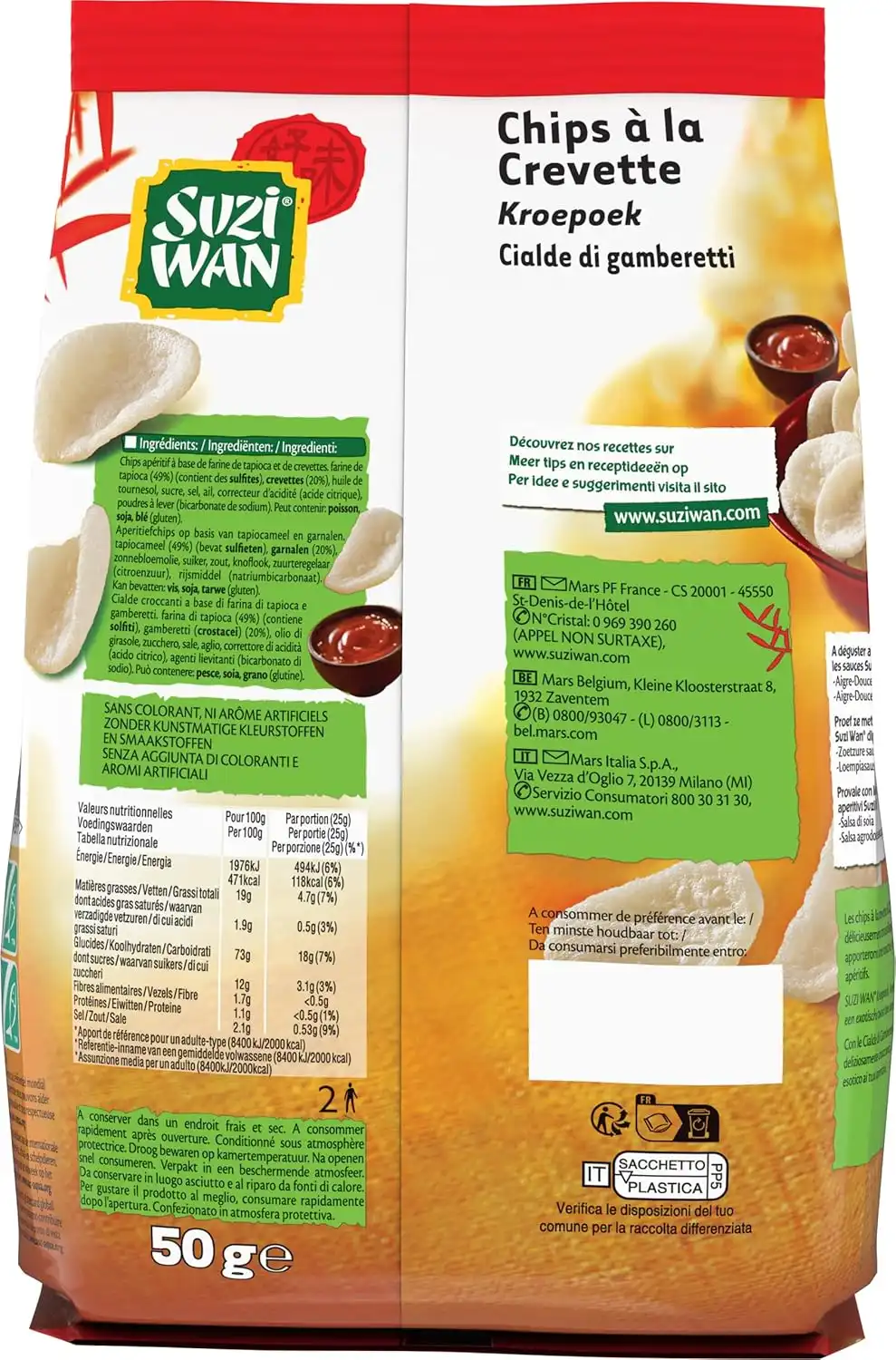 6x Suzi Wan Nuvole di Drago Cialde ai Gamberetti ideali per Aperitivi 6x50gr