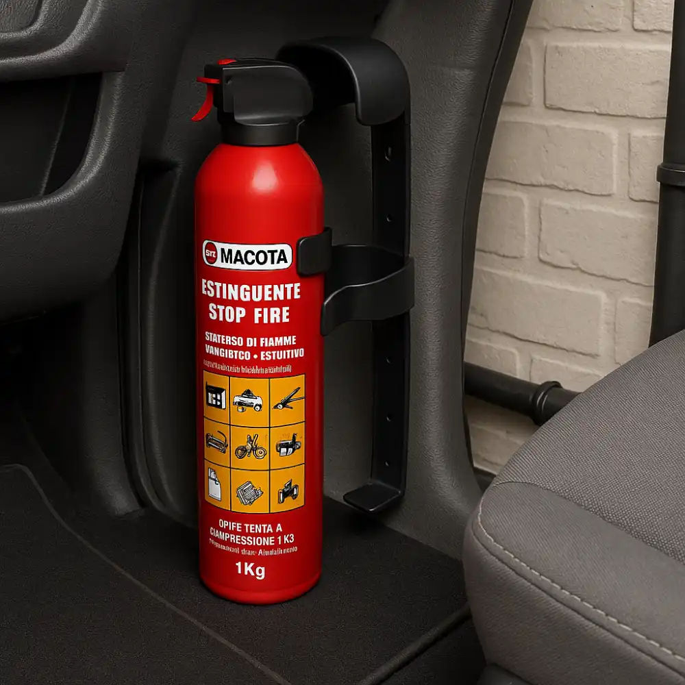 Estintore Portatile 1Kg con Supporto – Auto, Barca, Camper, Camino, Stufa, Casa