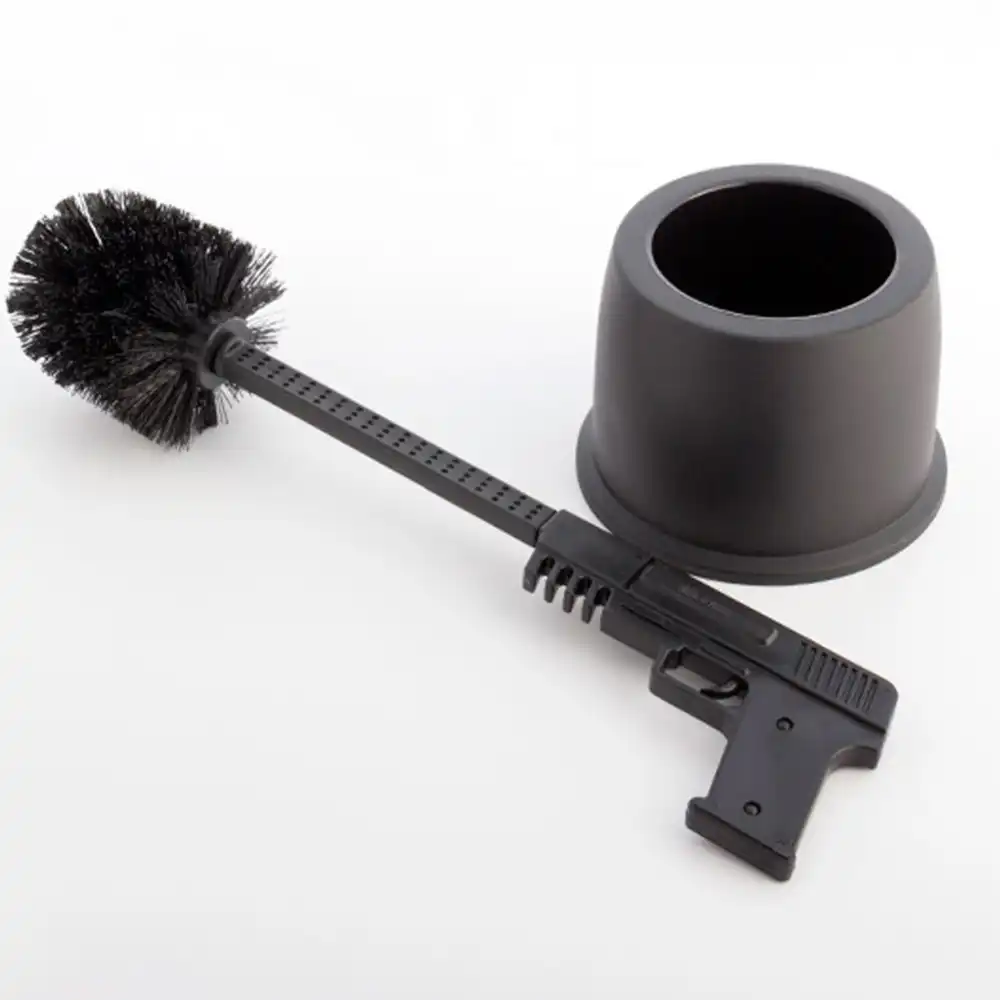 Spazzolone Scopino Per Bagno Wc a Forma di Pistola In Plastica Colore Nero