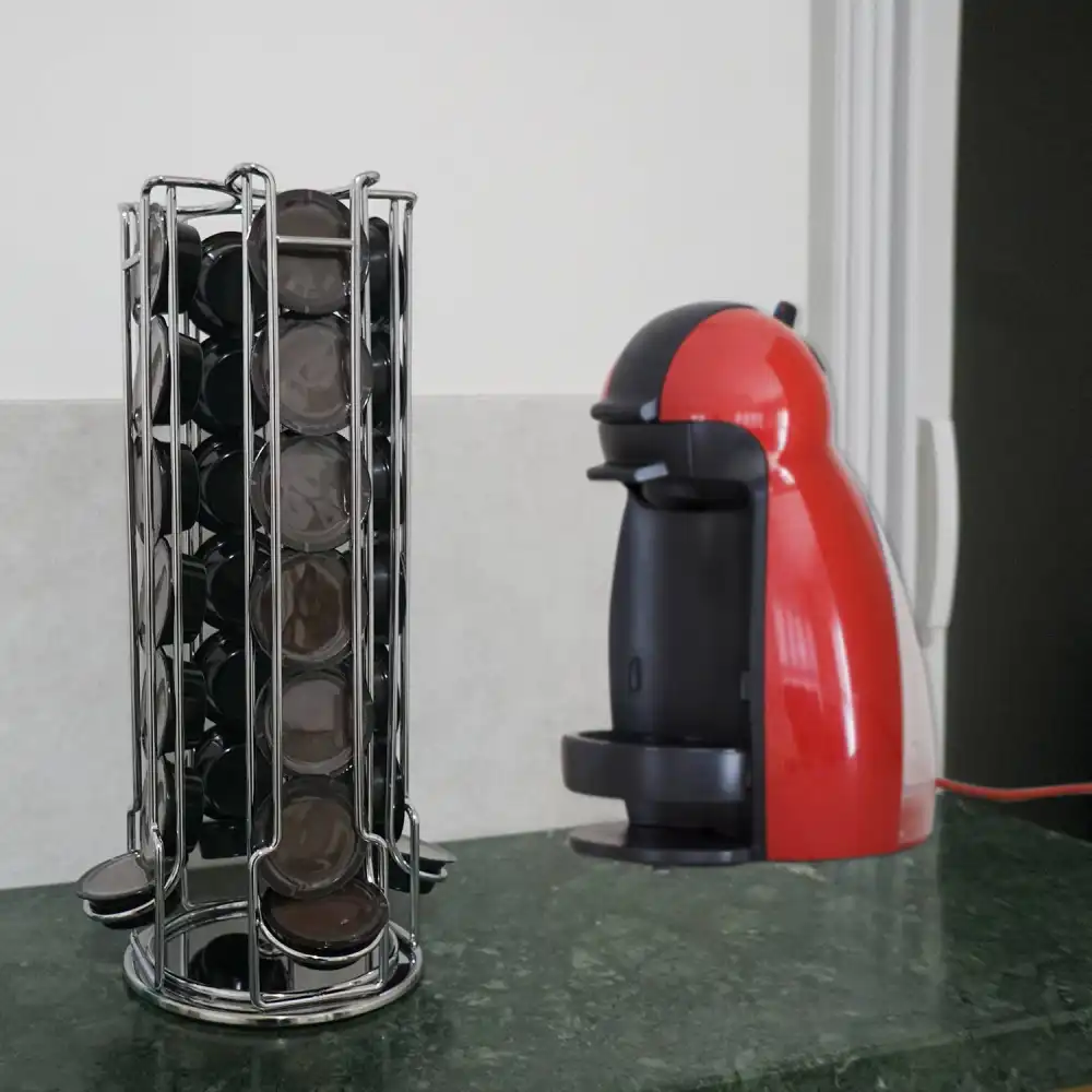 Portacapsule Caffe' Girevole in Metallo Per 28 Capsule Adatto per a Modo Mio