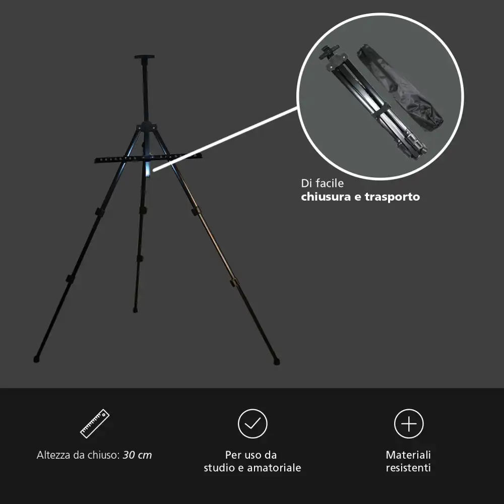 Cavalletto Treppiedi Supporto in Alluminio per Quadro Pittura Pittore Pieghevole