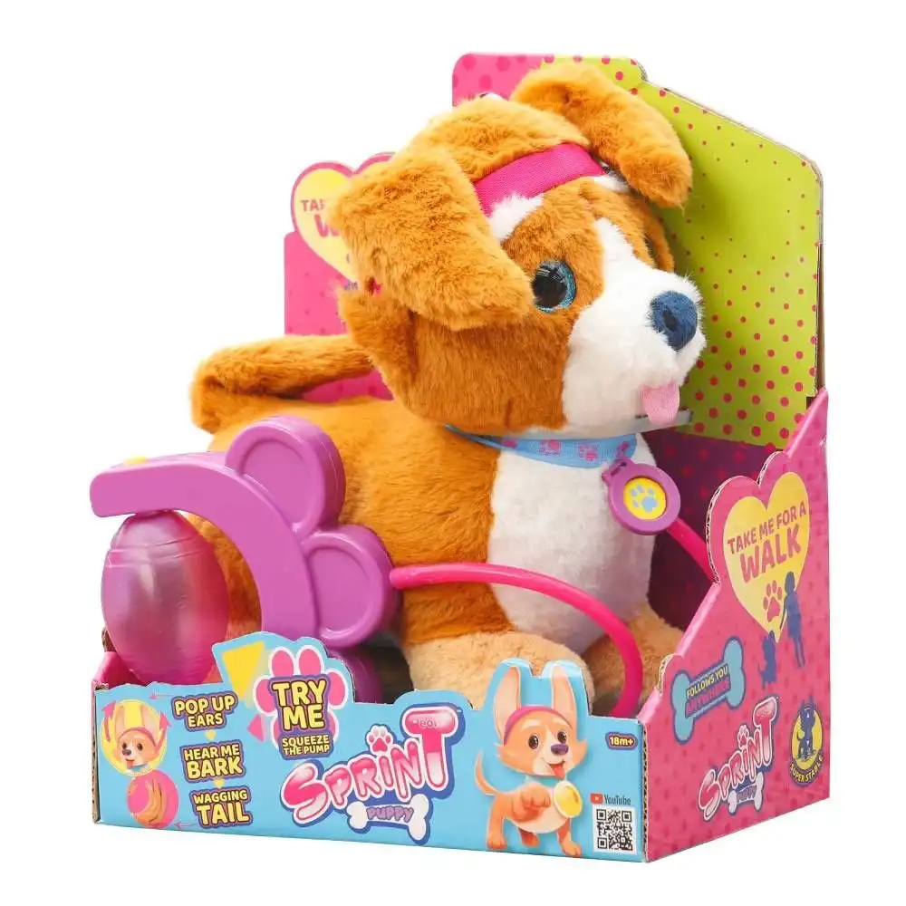 Rocco Giocattoli Sprint Pet al Guinzaglio Cuccioli Peluche con Movimenti+Suoni